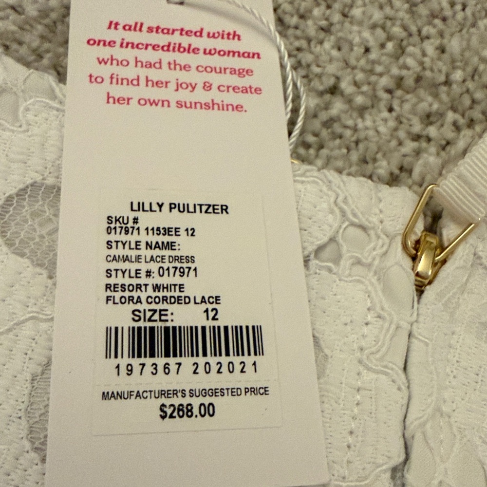 Lilly Pulitzer White Lace Mini Dress with Gold Accents - Picture 4 of 4